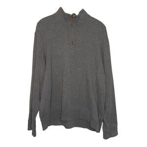 Lands End Mens Gray Pullover Sweater 1/4 Zip Minimalist Preppy Office Size Large
